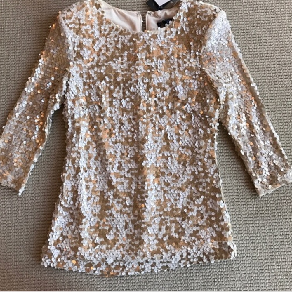 French Connection Sequin Beige/Gold Top 2